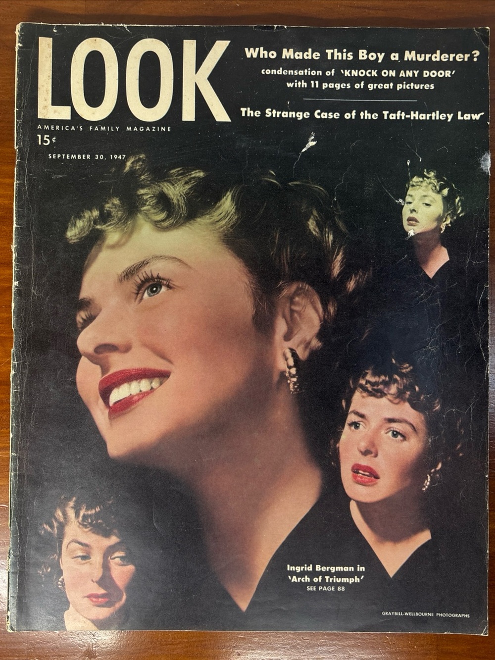 LOOK Magazine September 30, 1947 Ingrid Bergman Cover Model